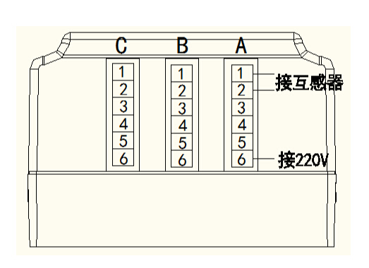 電力能效監測終端接線(xiàn)側視圖